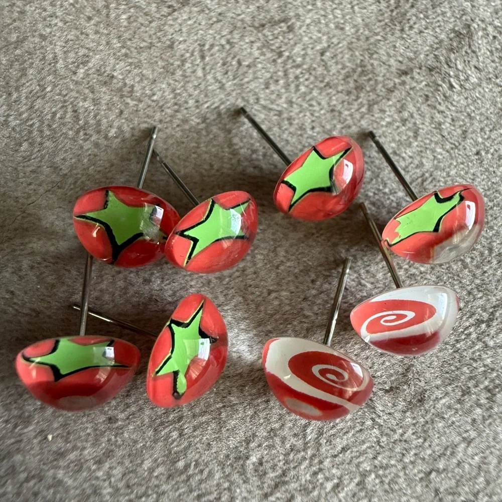 Red and Green Decorative earrings